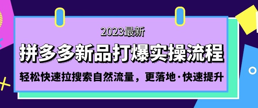 拼多多-新品打爆实操课程_轻松获取搜索自然流量-小目标博客资源网