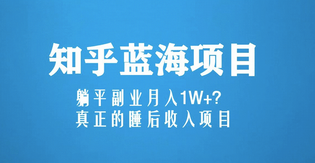 知乎蓝海新玩法_月入1W+_睡后收入项目（6节视频课）-小目标博客资源网
