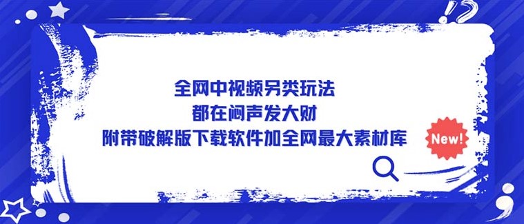 全网中视频新玩法_附带全网最大素材库-小目标博客资源网