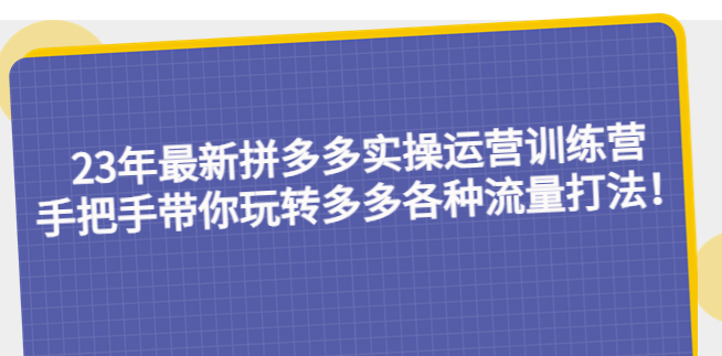 最新拼多多运营教程：手把手带你玩转多多各种流量打法-小目标博客资源网
